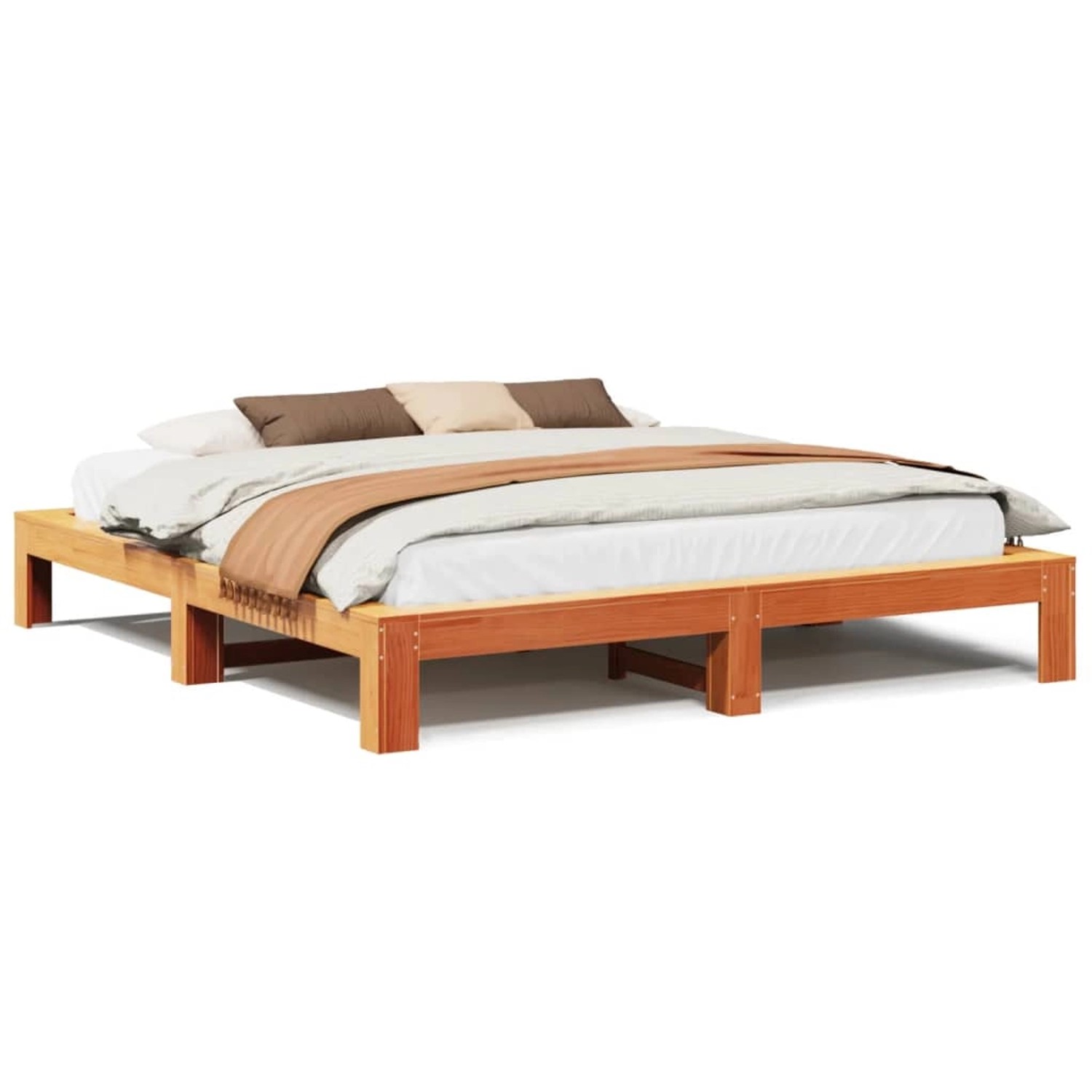 vidaXL Massivholzbett ohne Matratze Wachsbraun 180x200 Kiefernholz 3308731 günstig online kaufen