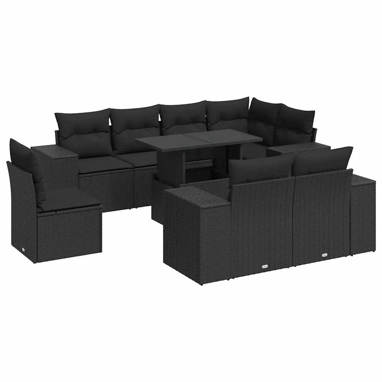 vidaXL 9-Tlg Garten-Sofagarnitur mit Kissen Schwarz Poly Rattan 3326816 günstig online kaufen