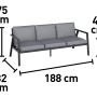 Maße der Tamworth 3-Sitzer Bank aus dem Lounge-Set: 188x82x75 cm, Sitzhöhe 43 cm.