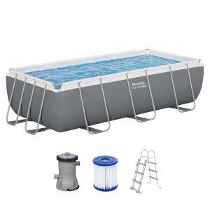 Bestway Stahlrahmen-Pool Set Steel Pro Max Frame 404x201x100 cm Rechteckig Grau