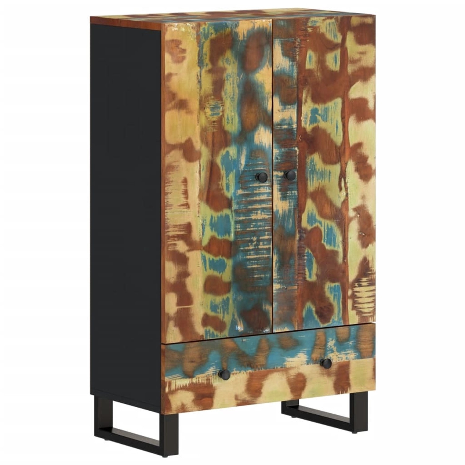 vidaXL Highboard mit Schublade 60x33x100 cm Massives Altholz & Eisen 352935