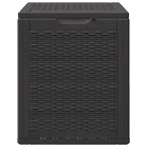 Schwarze Furnicato Gartenbox (90L) in Rattan-Optik zur Aufbewahrung im Garten.