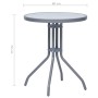 Silbernes vidaXL Bistro-Set: Tisch mit Glasplatte, ideal für Garten und Terrasse.