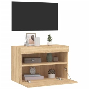 VidaXL TV-Wandschrank Sonoma-Eiche mit LED, 60x30x40 cm, offene Fächer und Deko.