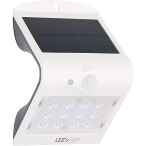 Weiße LED Solar-Wandleuchte mit Sensor, 1,5W, 220lm, 3000K. Ideal für den Außenbereich.