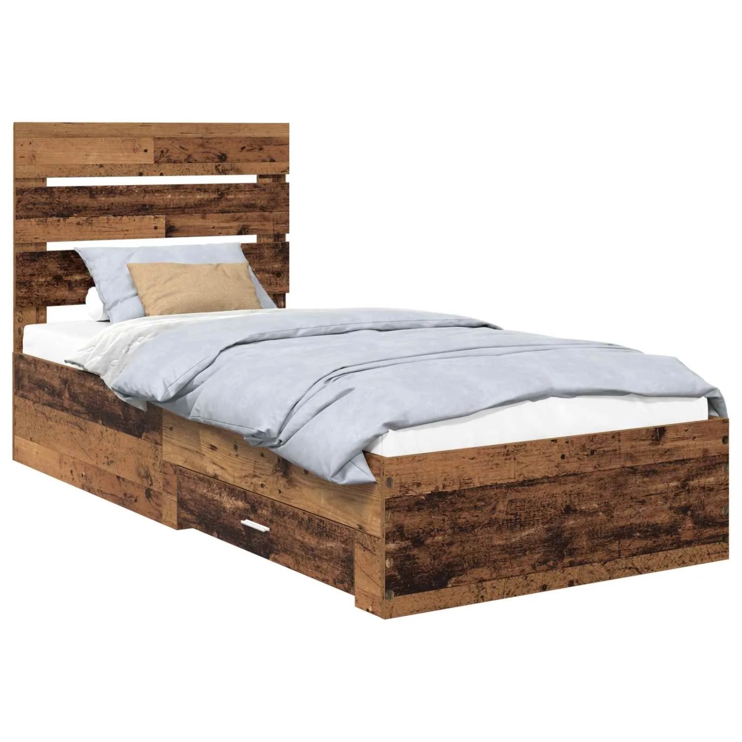 vidaXL Bettrahmen mit Schubladen Altholz 90 x 190 cm Holzwerkstoff 3412026