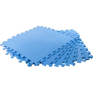 8 blaue Summer Fun Bodenschutzmatten (50x50 cm) im Set, ideal für Pools und Gärten.