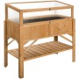 Tectake Hochbeet  Aus Holz  Mit Ablage und Frühbeet Aufsatz Witterungsbeständig  119 x 57 x 90 cm Braun