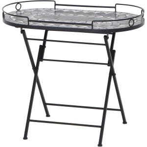 Rechteckiger, grauer Siena Garden Gartentisch Como, 67,5x41 cm, mit Mosaikmuster und Stahlgestell.