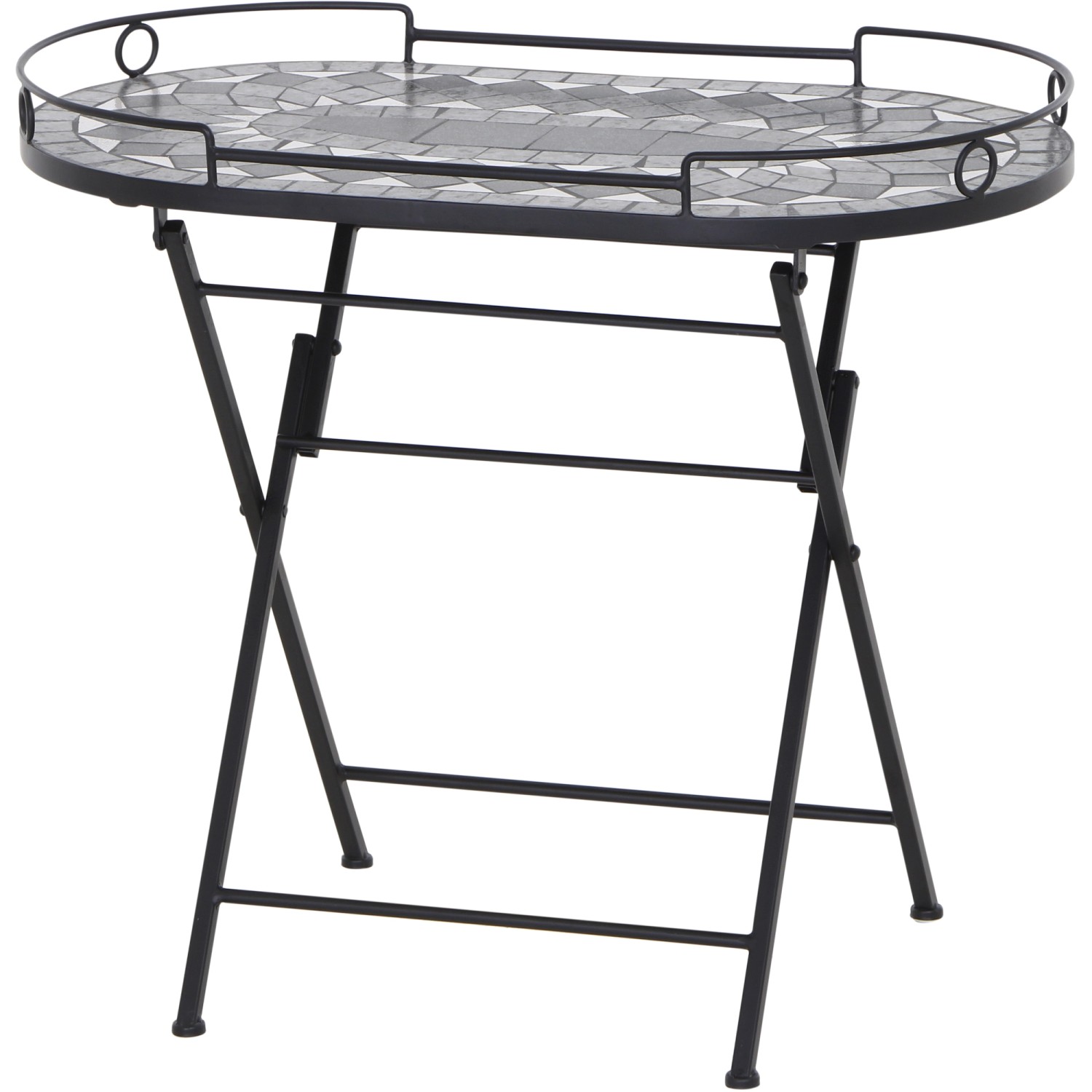 Siena Garden Serviertisch Como Stahl 41 cm x 67,5 cm x 60 cm Grau Mosaik