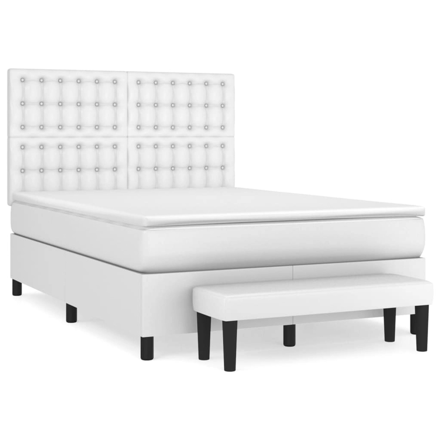vidaXL Boxspringbett mit Matratze Weiß 140x200 cm Kunstleder 3137666 günstig online kaufen