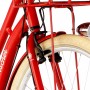 Detailaufnahme: Rotes Fischer Hollandrad E-Bike Cita Retro 2.0 mit Frontkorb.