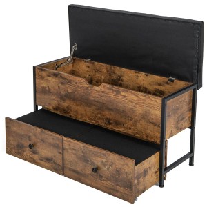 Costway Schuhbank mit Polster, 2 Schubladen und Stauraum, braun/schwarz, max. 150 kg.