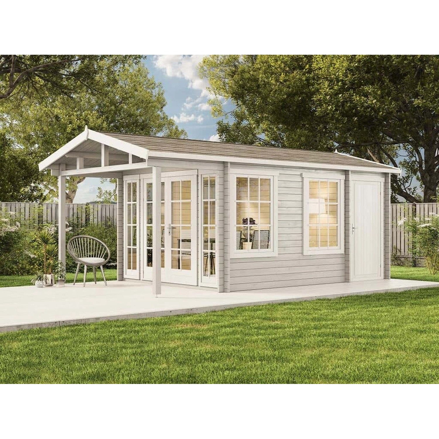 Alpholz Gartenhaus/Gerätehaus Kim-Avant 40 Satteldach 340 cm x 598 cm Naturbelassen