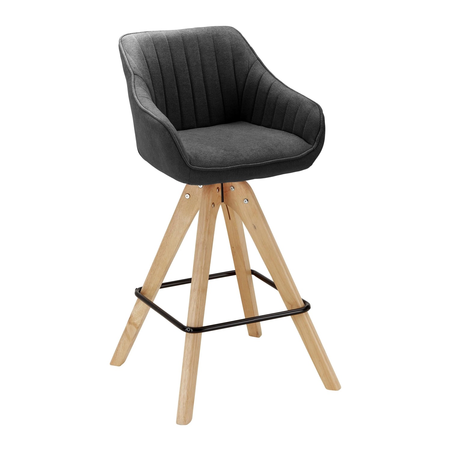 Bessagi Home Barhocker Leonie Dunkelgrau Webstoff Drehbar Gepolstert