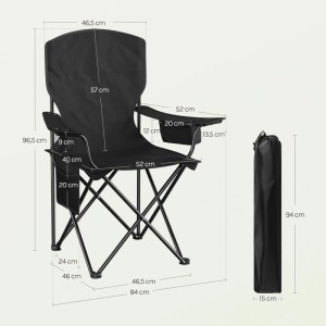 WOLTU Campingstuhl Klappbar Leicht mit Hochlehne Kühltasche Getränkehalter