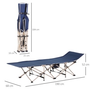 Outsunny Campingbett Stahl Oxfordstoff Blau 190L x 68B x 52H cm