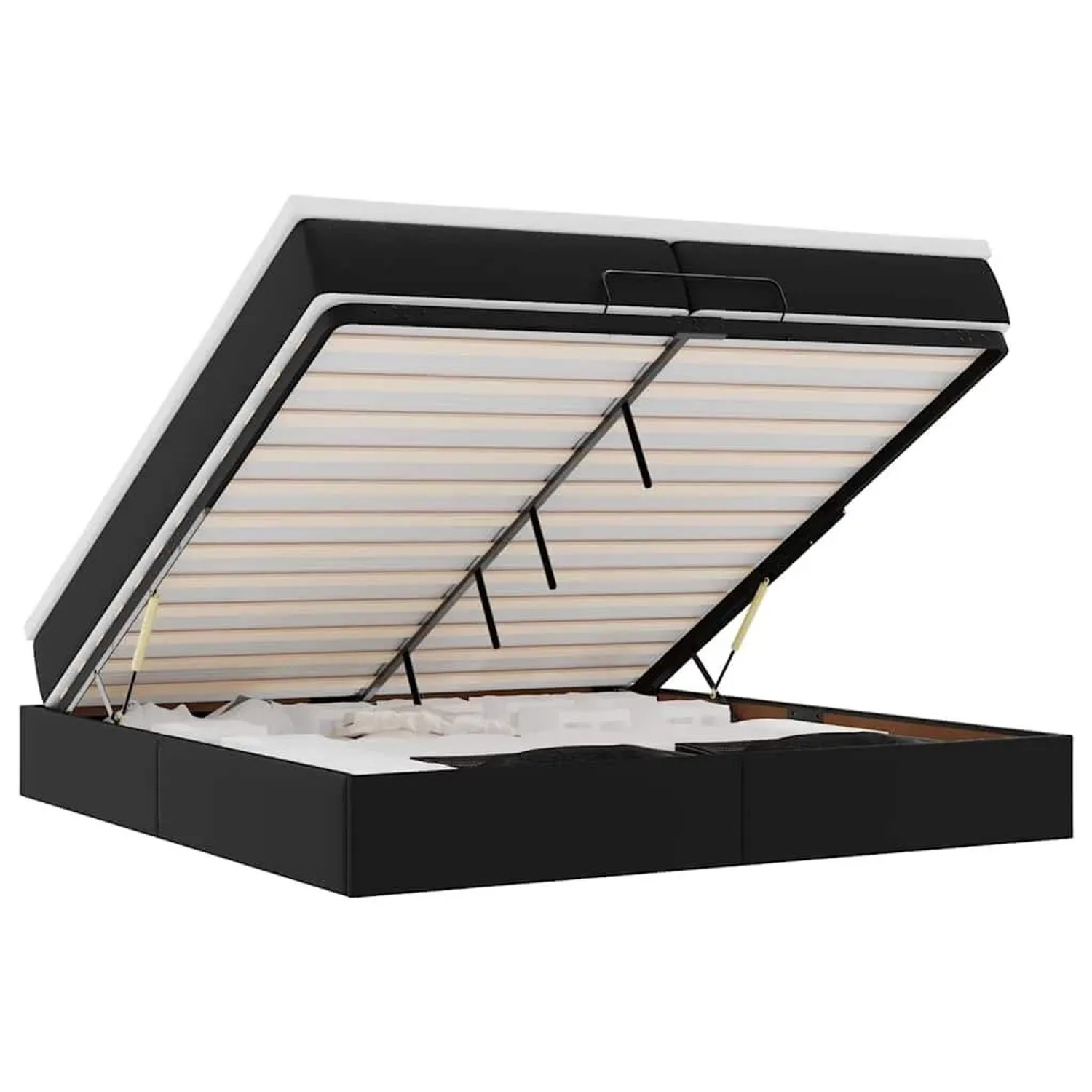 vidaXL Ottoman-Bett mit Matratzen Schwarz 200x200 cm Kunstleder 3311056