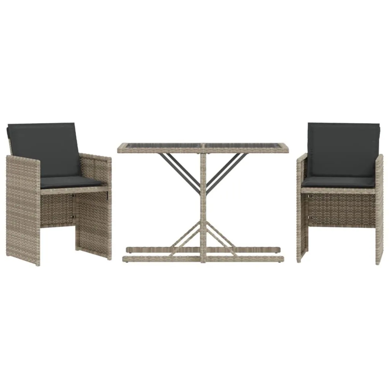 vidaXL 3-Tlg Bistro-Set mit Kissen Hellgrau Poly Rattan 365070