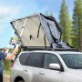 Juskys Autodachzelt Lago (120x210 cm) in Schwarz/Grau auf Auto mit Leiter. Camping & Zubehör.