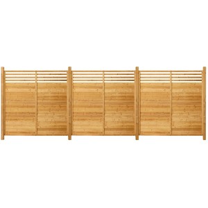 Home Deluxe Holzzaun Soma, 3 Elemente und 4 Pfosten aus Thermofichte, Naturholz für Sichtschutz.