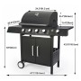 Schwarzer El Fuego Gasgrill San Angelo mit 4+1 Brennern, Unterschrank und Seitenablage.