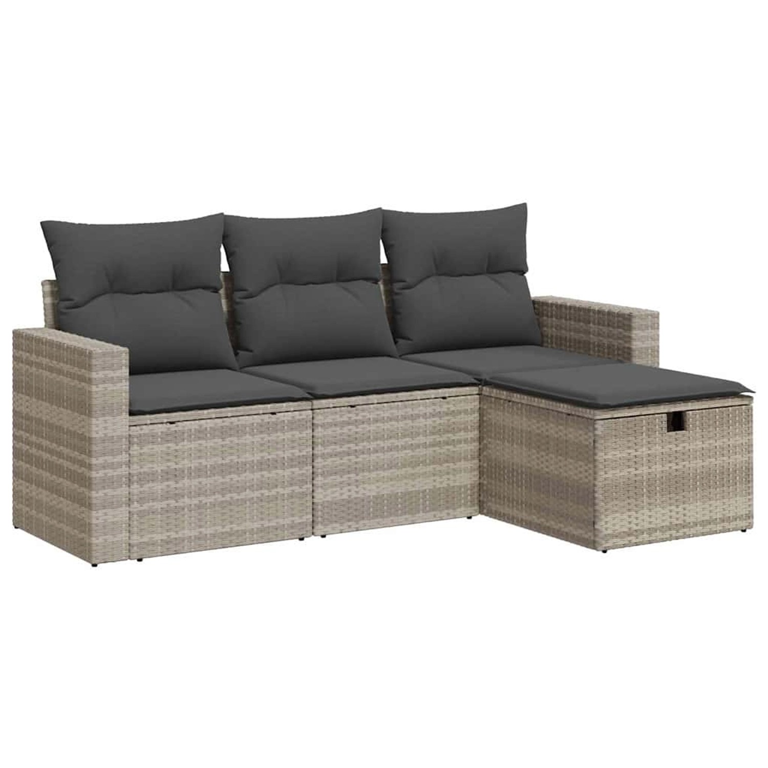vidaXL 4-Tlg Garten-Sofagarnitur mit Kissen Hellgrau Poly Rattan 3325358 günstig online kaufen