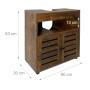 Relaxdays Waschbeckenunterschrank MDF Vintagebraun Lamellentüren Verstellbar mit Magnetverschluss 63 cm x 60 cm x 30 cm 12 kg_4