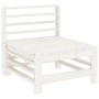 Weißes Gartenmöbel-Element aus Kiefernholz, Teil eines modularen Lounge-Sets.