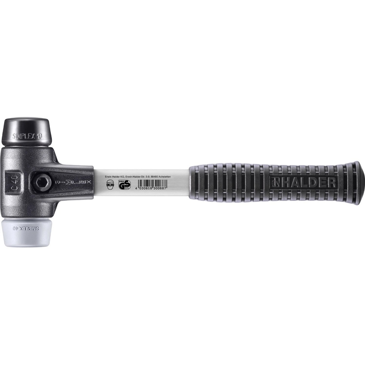Halder Simplex Schonhammer Ø 40 mm Gummi Schwarz   TPE-mid Grau mit Verstär günstig online kaufen