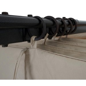 Detailaufnahme: Creme-farbene MCW Pergola C42 3,5x3,5m mit Schiebedach.