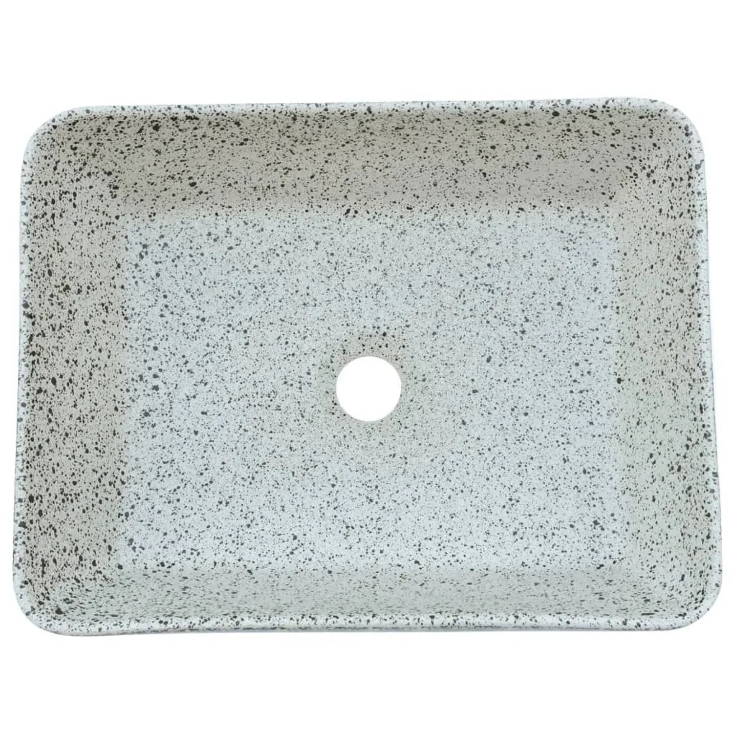 Rechteckiges Aufsatzwaschbecken in Grau-Blau mit gesprenkeltem Muster, 46x35,5x13cm, aus Keramik.