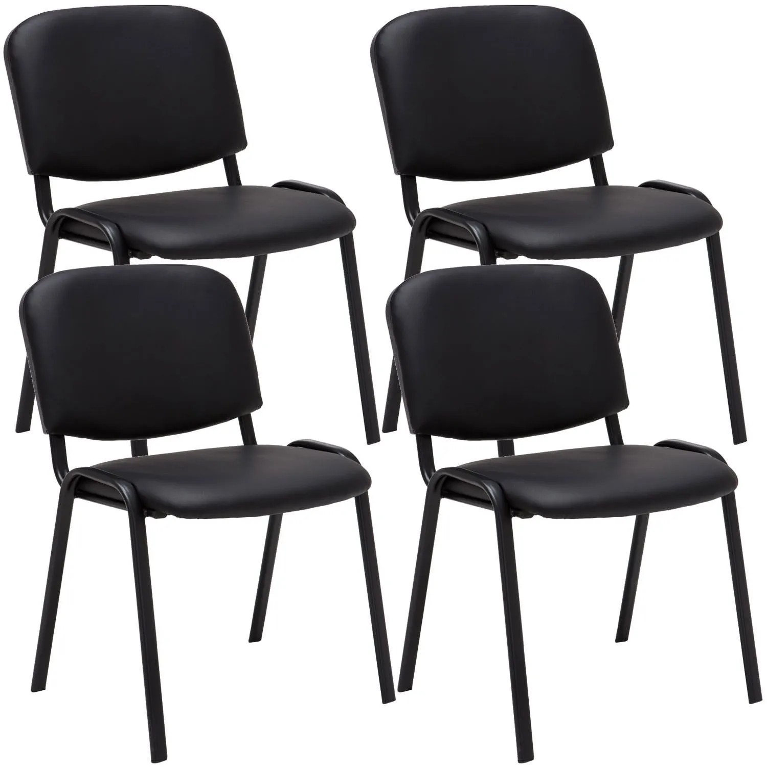 DELUKE 4er Set Besucherstuhl ZAGREB Kunstleder Schwarz 53x53x83cm Konferenzstuhl Wartezimmerstuhl Bürostuhl