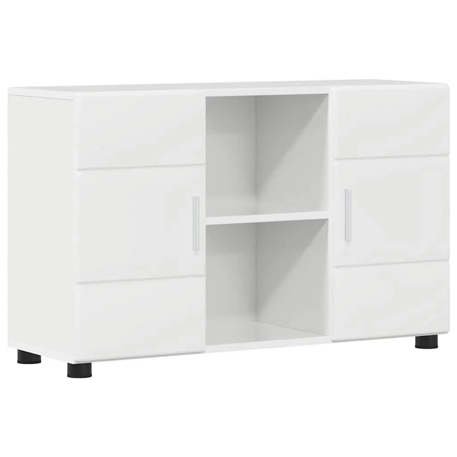 vidaXL Sideboard mit Regal FLORIN Hochglanz Weiß 88,5 x 30,5 x 55,5 cm 880295