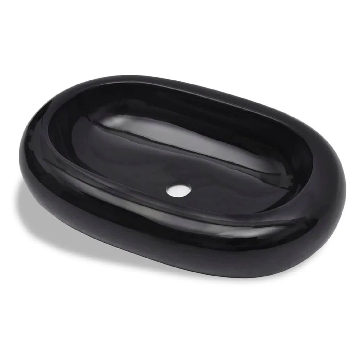 vidaXL Keramik Waschbecken Schwarz Oval 141920 günstig online kaufen