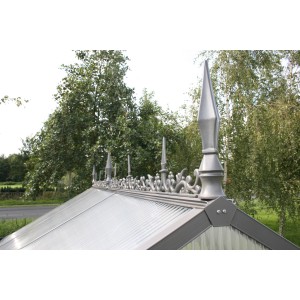Anthrazit-graue Firstverzierung für KGT Gewächshäuser Typ III. Dekoratives Zubehör aus Aluminium.