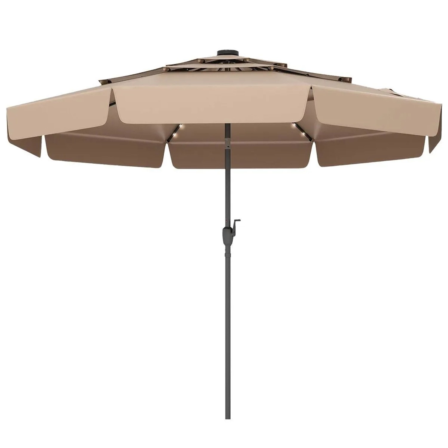 COSTWAY 300 cm Sonnenschirm mit Led-Beleuchtung 3-Stöckig Braun