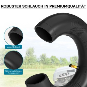 Schwarzer Wiltec Schlauch 2.8/2.50-4 mit TR87 Winkelventil. Robustes, verschleißfestes Naturgummi für Schubkarren, 80kg.