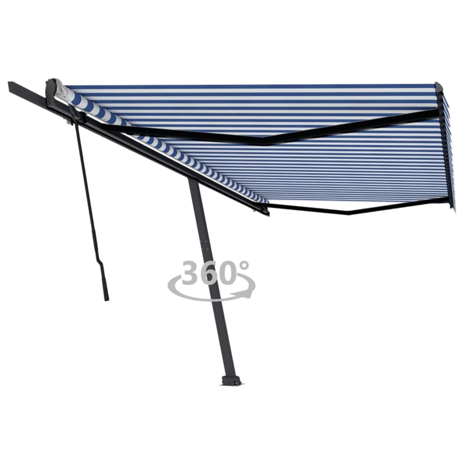 furnicato Standmarkise Manuell Einziehbar 500x350 cm Blau/Weiß günstig online kaufen