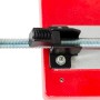 Detailaufnahme: Schraubstock mit Schnellverstellung der Holzmann Metalltrennsäge.