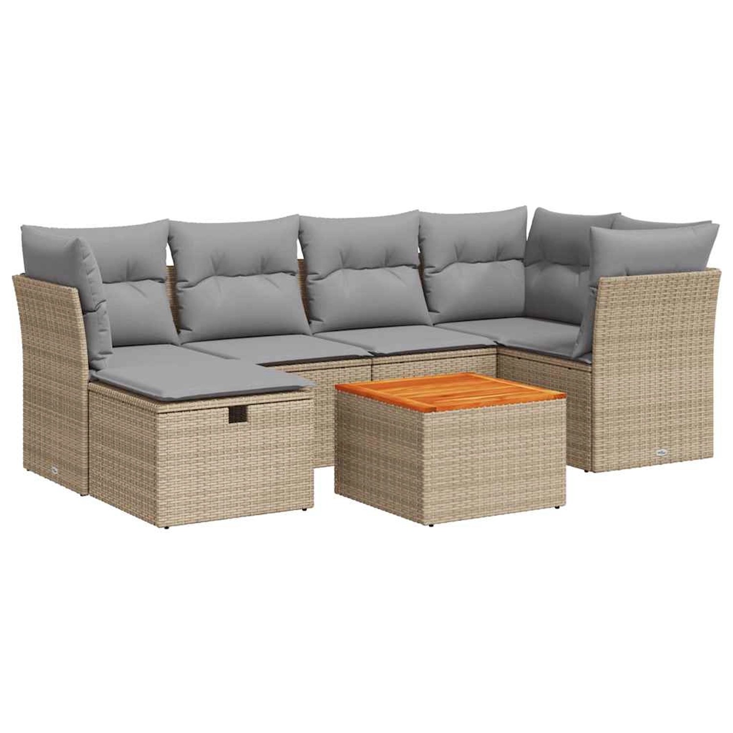 vidaXL 7-Tlg Garten-Sofagarnitur mit Kissen Beige Poly Rattan 3325762 günstig online kaufen