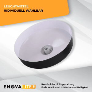 Moderne, runde ENOVALITE Pendelleuchte aus schwarzem Stahl, E27 Fassung für max. 40W Leuchtmittel.