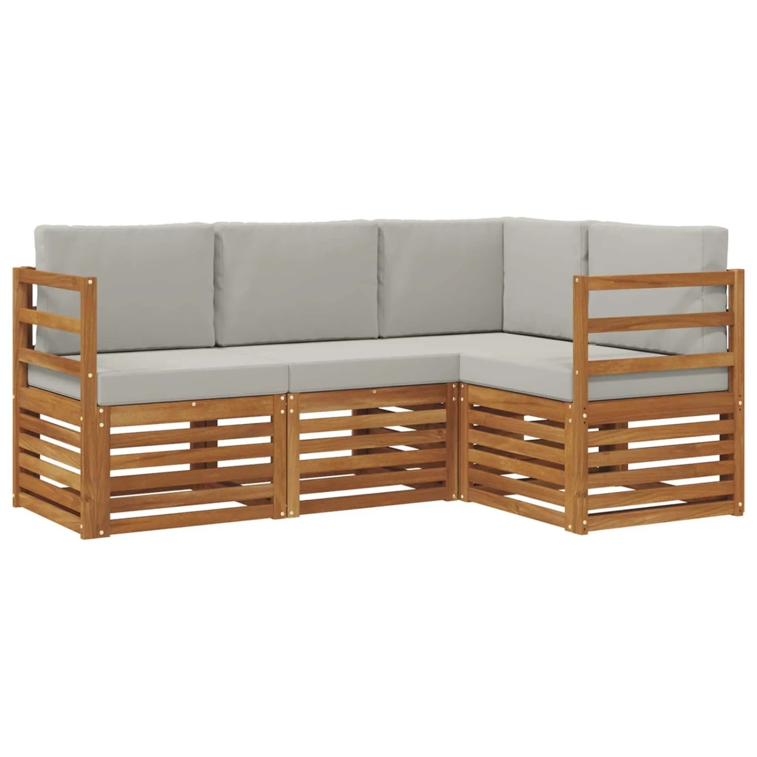 vidaXL Sofagarnituren 4 Tlg Natur und Hellgrau Massivholz Akazie 3374711