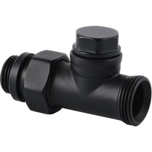 Sanicomfort HK Rücklaufverschraubung Design DG Schwarz für Heizungs-Installation.