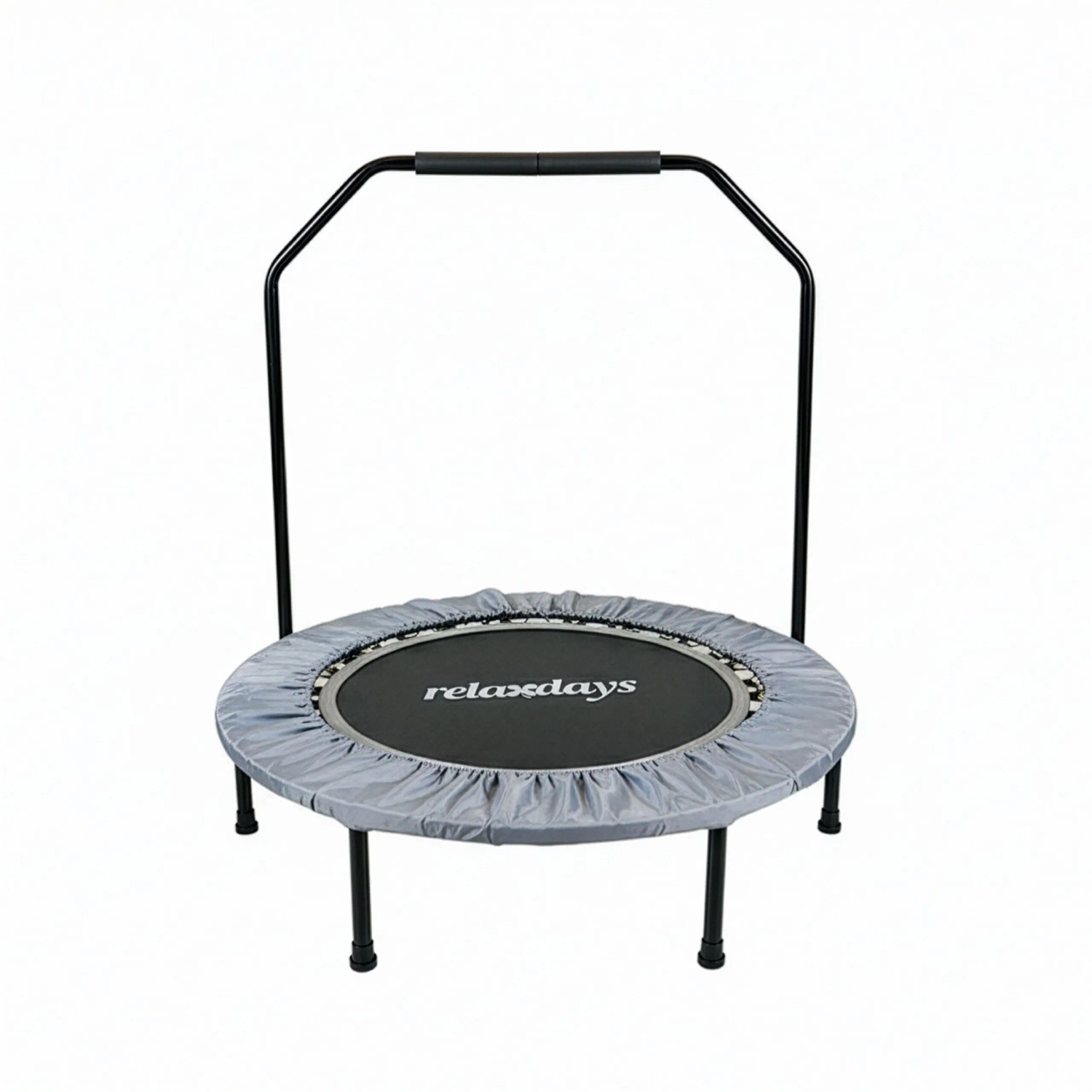 Relaxdays Trampolin mit Haltestange Stahl Kunststoff Nylon Grau Klappbar Rutschfest Belastbar 26 cm x 102 cm 10,8 kg