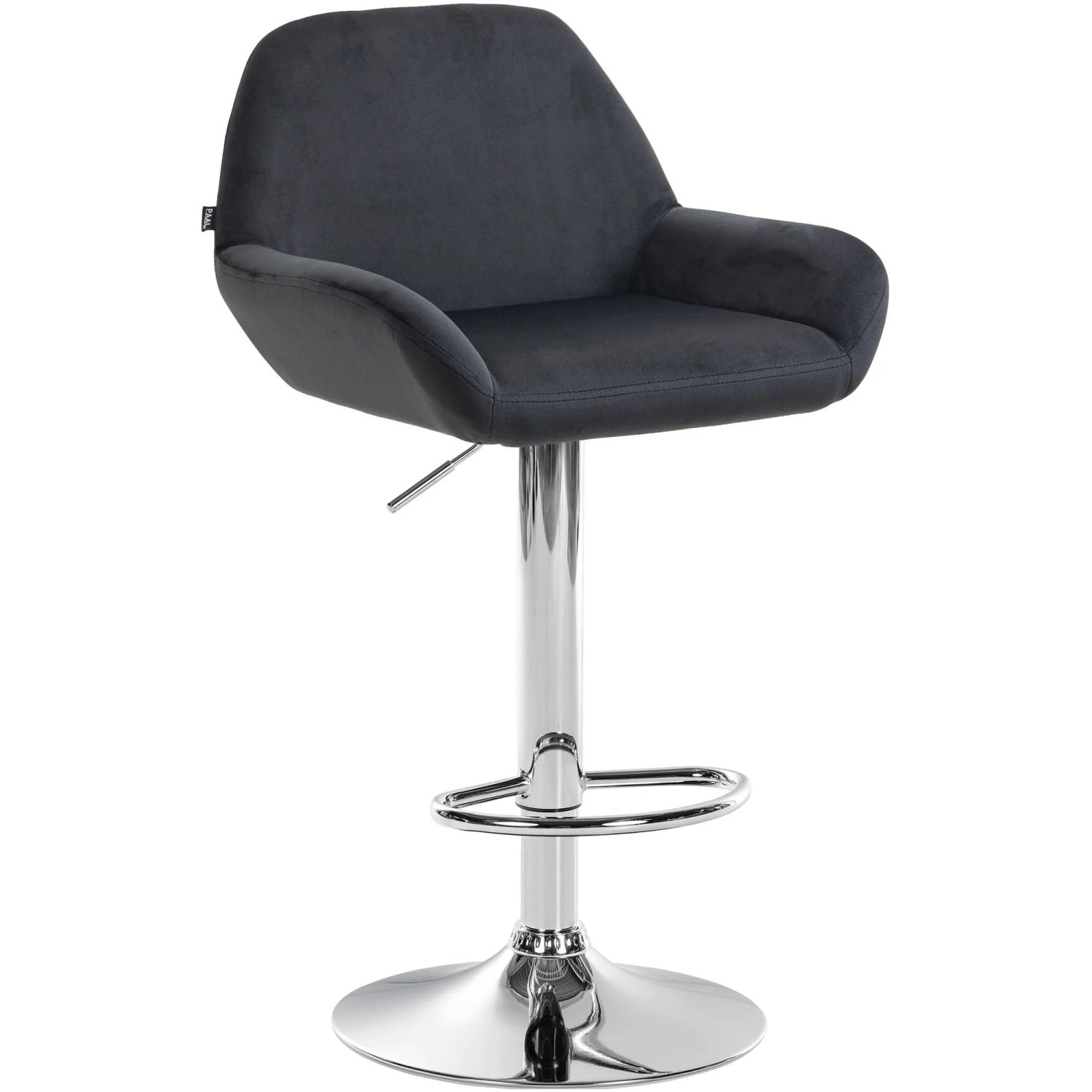 CLP Barhocker Braga Samt Schwarz/Chrom