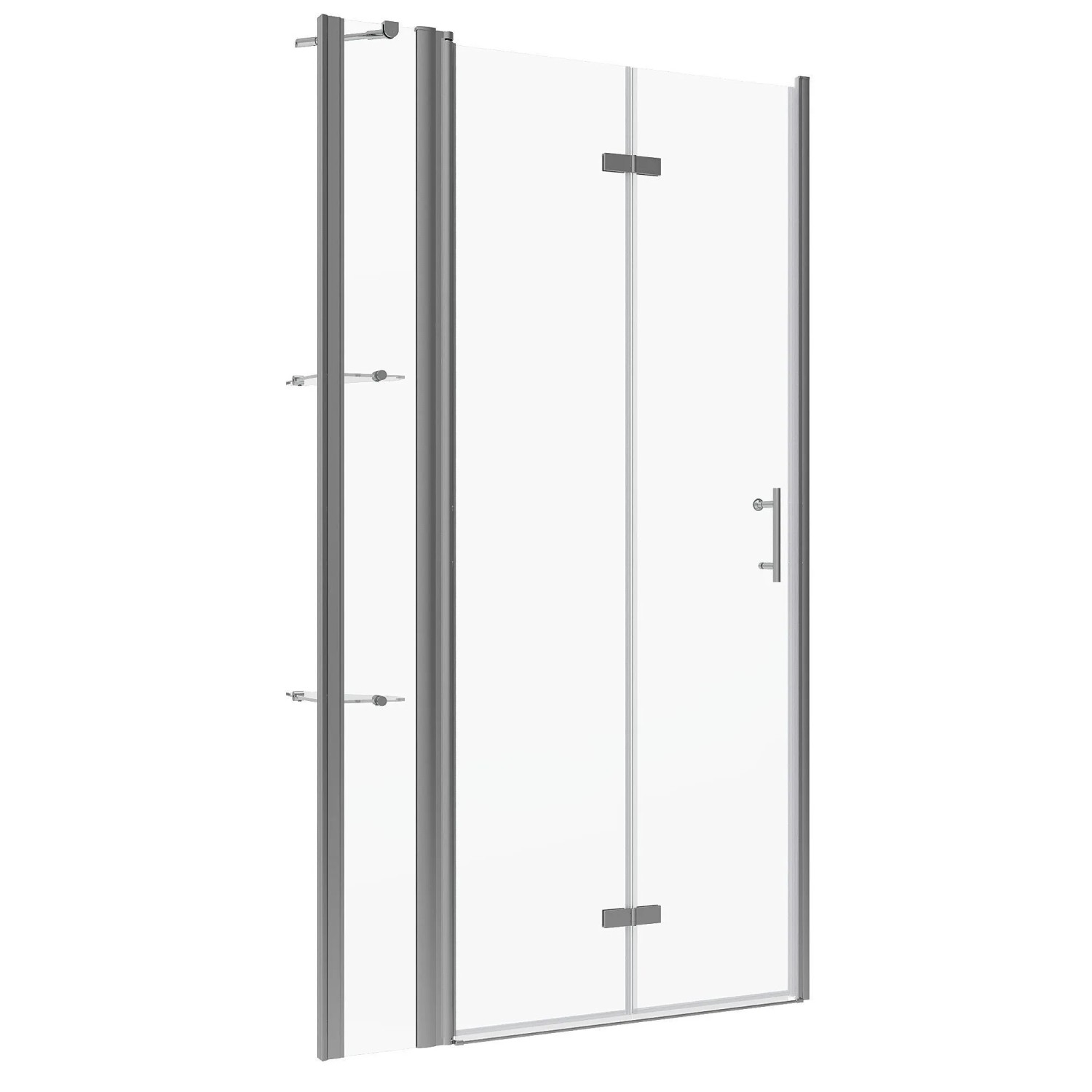 Aquabatos Duschkabine Duschfalttür 145cm Breit 6mm ESG Klarglas Dusche Nischentür mit Hebe-Senk-Funktion 197cm Höhe Dusc...