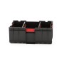 Schwarzer PROREGAL QBRICK Werkzeugkasten One mit rotem Griff, 52 Liter Volumen.