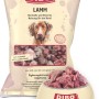 Dibo Hunde-Barf Lamm 2kg: Frostfutter mit Lammfleisch und Innereien im Napf vor Verpackung.
