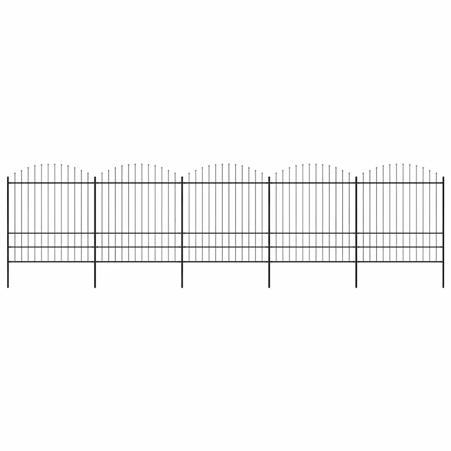 vidaXL Gartenzaun mit Speerspitze Stahl 892,5 x 200 cm Schwarz 277752 günstig online kaufen